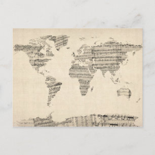 Carte du Monde Carte de Vieux Partitions Musique
