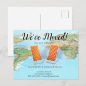 Carte du monde, Chaise, Annonce de nouvelle adress (Devant / Derrière)