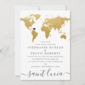 Carte du monde chic or et gris Mariage à l'étrange (Devant)