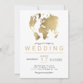 Carte du monde chic or moderne mariage (Devant)