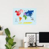 Carte du monde colorée Poster personnalisé (Bureau à domicile)