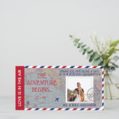 Carte du monde d'Airmail Mariage photo personnalis (Debout devant)