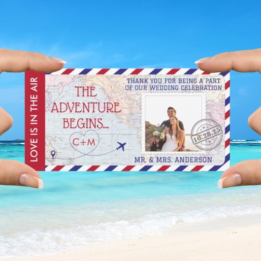 Carte du monde d'Airmail Mariage photo personnalis