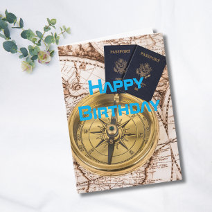 Carte du monde d'anniversaire de voyage Passeport 