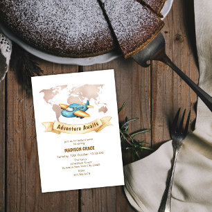 Carte du monde d'aventure moderne Baby shower avio