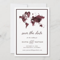 Carte du monde de Bourgogne | Élégant Mariage de t