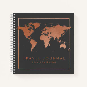 Carte du monde de cuivre Modern Travel Journal ou 
