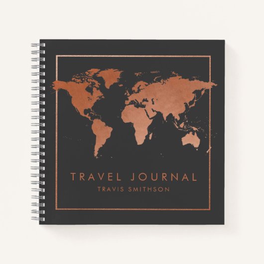 Carte du monde de cuivre Modern Travel Journal ou  (Devant)