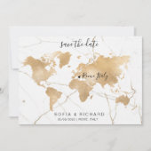 Carte du monde de destination de mariage Cœur amov (Devant)