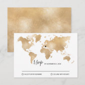 Carte du monde de destination de mariage Cœur amov (Devant / Derrière)