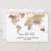 Carte du monde de destination de mariage cœur amov (Devant)