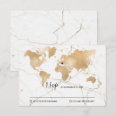 Carte du monde de destination de mariage Cœur amov (Devant / Derrière)