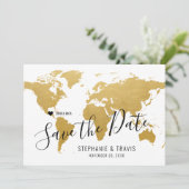 Carte du monde de destination de mariage dorée ave (Debout devant)