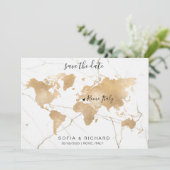 Carte du monde de destination de mariage en or ave (Debout devant)