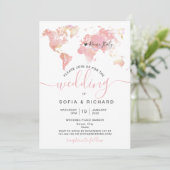 Carte du monde de destination de mariage Invitatio (Debout devant)