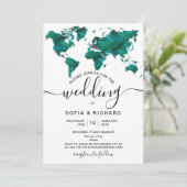 Carte du monde de destination de mariage Invitatio (Debout devant)