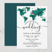 Carte du monde de destination de mariage Invitatio (Devant / Derrière)