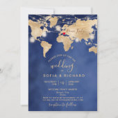 Carte du monde de destination de mariage Jar et Cœ (Devant)