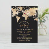 Carte du monde de destination de mariage Jar et Cœ (Debout devant)