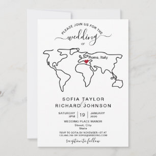 Carte du monde de destination de mariage minimalis