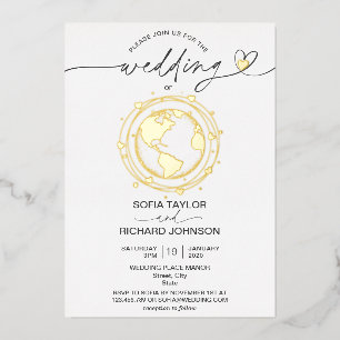 Carte du monde de destination de mariage Typograph