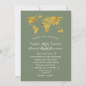 Carte du monde de destination de mariage Vert Saug (Devant)