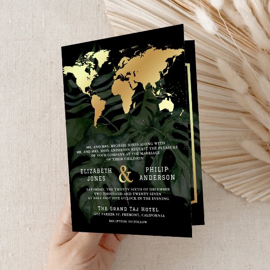 Carte du monde de destination tropicale Or noir Ma