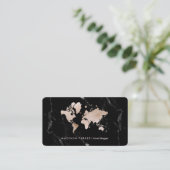 Carte du monde de Faux Light Gold en marbre noir (Debout devant)