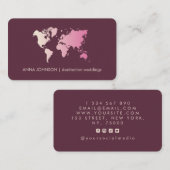 Carte du monde de la fille rose Gradient Global Tr (Devant / Derrière)