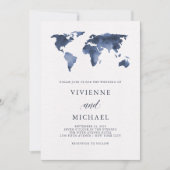 Carte du monde de l'aquarelle bleue en blanc | MAR (Devant)