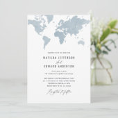 Carte du monde de l'aquarelle bleue Voyage mariage (Debout devant)