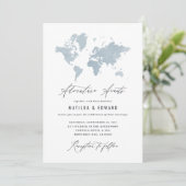 Carte du monde de l'aquarelle bleue Voyage mariage (Debout devant)