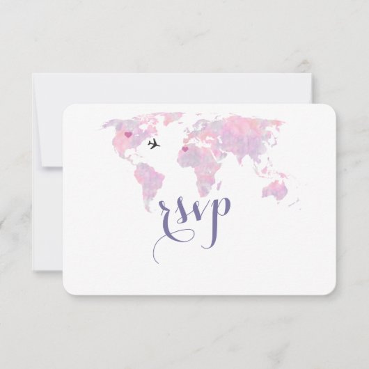 Carte du monde de l'aquarelle de mariage de destin (Devant)