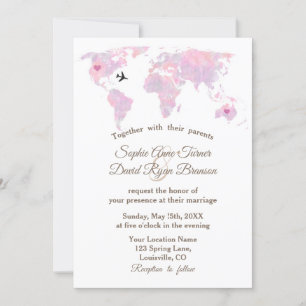 Carte du monde de l'aquarelle de mariage de destin