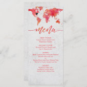 Carte du monde de l'aquarelle Menu de mariage de d (Devant / Derrière)