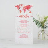 Carte du monde de l'aquarelle Menu de mariage de d (Debout devant)