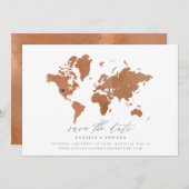 Carte du monde de l'aquarelle rouille mariage (Devant / Derrière)