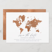 Carte du monde de l'aquarelle rouille mariage (Devant / Derrière)