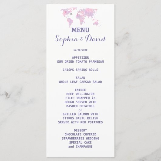Carte du monde de mariage de destination (Devant)