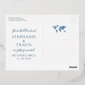 Carte du monde de mariage de destination Bleu Enre (Verso)