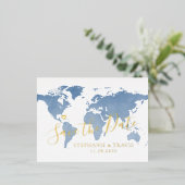 Carte du monde de mariage de destination Bleu Enre (Debout devant)