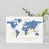 Carte du monde de mariage de destination Bleu Enre (Debout devant)