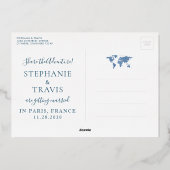 Carte du monde de mariage de destination Bleu Enre (Verso)