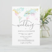 Carte du monde de mariage de destination Invitatio (Debout devant)