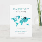 Carte du monde de mariage de destination Mint & Bl (Devant)