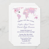 Carte du monde de mariage de destination moderne (Devant / Derrière)