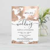 Carte du monde de mariage de destination Rose Gold (Debout devant)