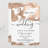 Carte du monde de mariage de destination Rose Gold (Devant / Derrière)