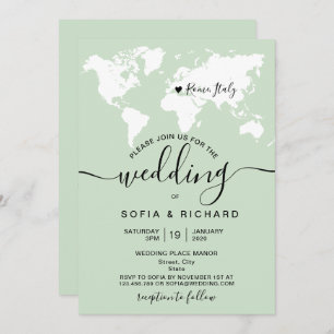 Carte du monde de mariage de destination simple Aq