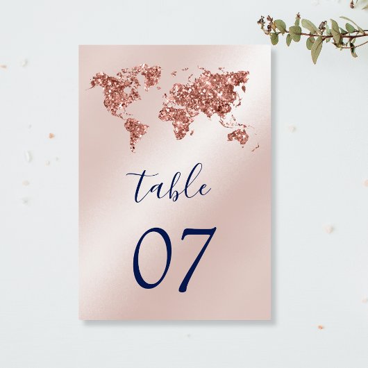 Carte du monde de mariage unique Rose Gold de dest